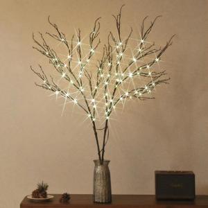 Lighted Brown Branches 43IN 100 LED with Timer Battery Operated, Tree Branch with Warm White Lights for Holiday Decoration Indoor Outdoor Use