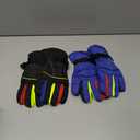 SATINIOR 2 Pairs Kids Waterproof Winter Snow Gloves Ski Gloves for Boy Girl Outdoor Warm Thickening Snowboar (6-10 Years, Black, Blue)