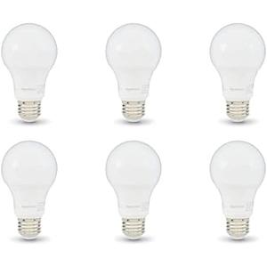 Amazon Basics A19 LED Light Bulbs, 60 Watt Equivalent, Energy Efficient 9W, E26 Standard Base, Daylight White 5000K, Dimmable, 10,000 Hour Lifetime , 6-Pack