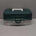 Plano 3-Tray Tackle Box with Dual Top Access, Dark Green Metallic/Off White, Premium Tackle Storage