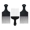 3 Pack Plastic & Metal Hair Pick Comb Set for Curly & Afro Hair – Detangling & Styling for Men & Women – Includes 2 Plastic Picks and 1 Stainless Steel Metal Pick