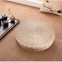 Ejoyous Tatami Seat Cushion, 15.75 x 2.36in Handmade Woven Straw Pouf Floor Seat Cushion Japanese Futon Round Knitted Meditation Pillow Cushion for Home Outdoor Decorative Seat, 1 Count