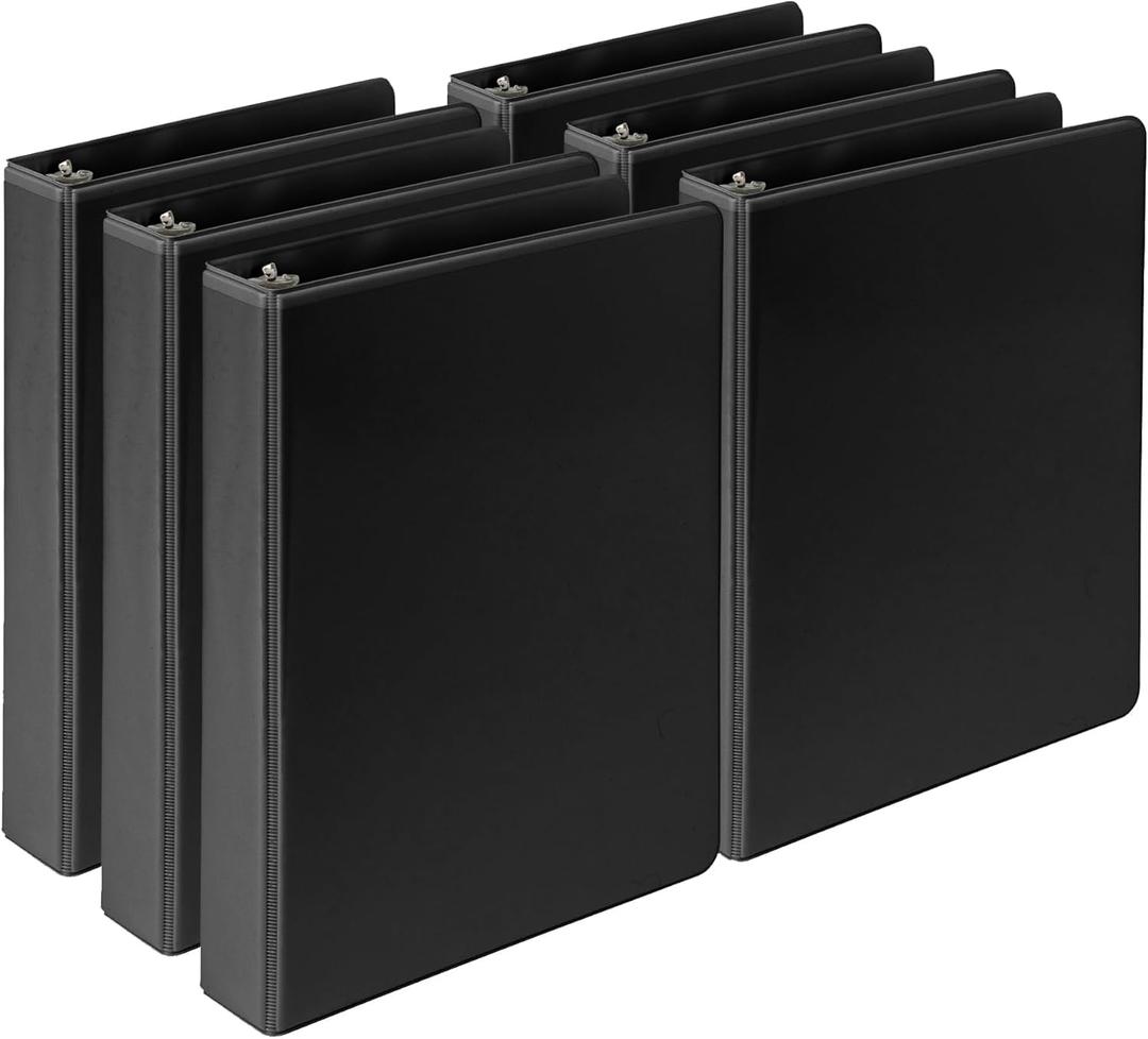 Samsill 4 Inch 3 Ring Binders, Made in USA, Economy Round Ring, Clear View Cover, 675 Sheet Capacity - for School, Home, Office - Black, 4 Pack