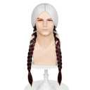 Probeauty Silver White ombre Brown Braids Wig for Men, Long Braided Wigs with Red Scarf for Halloween Costume Cosplay Party