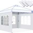 FANPAT Church Window 10x10ft Canopy Sidewalls for Pop Up Canopy, Waterproof UV Protection Fabric, Suitable for Outdoor Party, Picnics & Camping, White(3pcs Sidewalls Only, NOT Included Frame and Top)