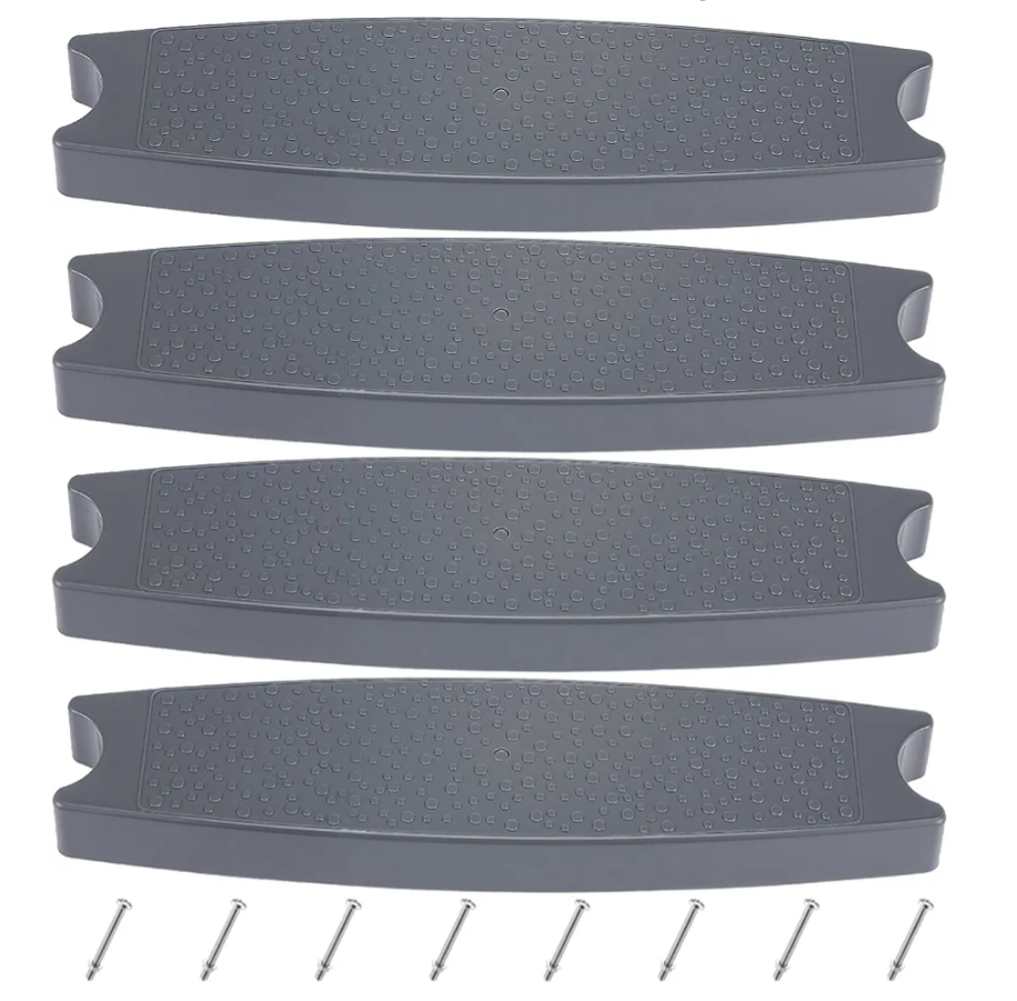 Maasechs 4 Pcs 18" Pool Ladder Steps Replacement Universal Swimming Pool Ladder Steps for Inground and Above Ground Heavy Duty Molded Plastic Stairs with 8 Pcs Stainless Steel Bolts (Gray)