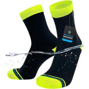 DexShell Waterproof Socks for Men & Women, Hiking Walking Outdoor Activities in Cold Wet Weather, Unisex Over-the-ankle (Medium, Hi-vis Yellow)
