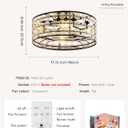 Black Modern Flower Crystal Fandelier with Light and Remote, Rustic Caged Ceiling Fan Flush Mount, Low Profile Ceiling Fans with Lights, 6-Speed Reversible for Bedroom, Girls Room, Living Dining Room