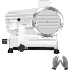 Meat Slicer 10-inch 340W Home Use and for Commercial Electric Food Slicer with Chromium-plated Steel Blade and Built-in Sharpening Stone Easy to Clean Adjustable Thickness Cuts Meat Bread and Cheese