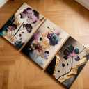 BVVEYKXX Purple Gold Abstract Flowers Canvas Wall Art Elegant Purple Gold Florals Pictures Wall Decor Purple and Gold Posters Prints Artwrok for Living Room Bedroom Hallway Home Decoration 12x16in