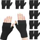 6 Pairs Fingerless Eczema Gloves Moisturizing Gloves for Adults Fingerless Cotton Gloves Washable and Reusable Eczema Sleeves Cotton Gloves Overnight Dry Hands for Adults Eczema (Black)