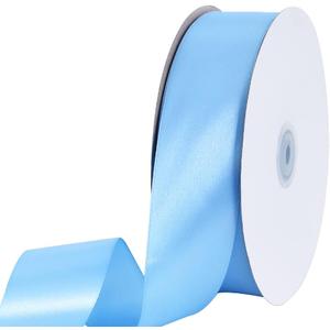 TONIFUL 1-1/2 Inch (40mm) x 100 Yards Sky Blue Wide Satin Ribbon Solid Fabric Ribbon for Gift Wrapping Chair Sash Valentine's Day Wedding Birthday Party Decoration Hair Floral Craft Sewing