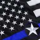 Homissor Thin Blue Line Flags 3x5 Outdoor - Embroidered Stars Police Flag, Heavy Duty Back The Blue Lives Matter Flags Stripe Banner with 2 Brass Grommets