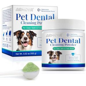 ARMOYA Dog Dental Powder - Teeth Cleaning Powder for Dogs - Dental Powder for Dogs - Dog Dental Care - Plaque & Bad Breath Off Powder Dog - Dental Care Supplies for Small - Medium - Large Dogs