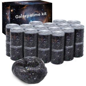 24 Pack Galaxy Star Slime,Party Favor for Kids Girls & Boys,Non Sticky, Stress & Anxiety Relief, Wet, Super Soft Sludge Toy,Birthday Gifts for Kids Girl and Boys, Easter Egg Filling Stuffers (Brownish Black)