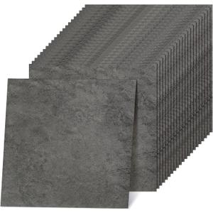 48 Pieces Vinyl Flooring Peel and Stick Floor Tile Stick on Floor Tile Self Adhesive Waterproof Bathroom 12 x 12 Inch for Bathroom Kitchen Bedroom Living Room(Gray Grain)