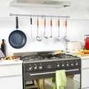 ROTHLEY Hanging Pot Rack Hanger: 39.4 Inch Stainless Steel Pot and Pan Hanger Pot Rack Wall Mounted Hanging Pots and Pans Rack Pot Hangers for Kitchen Wall Kitchen Rail with Hooks (Brushed)