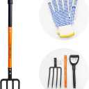Pitch Fork for Garden, 4-Tines Garden Fork, 45-Inch Spading Fork, Heavy Duty Compost Digging Fork with Steel Handle and Enhanced D-handle, Orange
