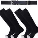 Youper Youth Elite Baseball Socks & Belt Combo (2 Pairs of Socks & 1 Belt) (Small, Black/White)