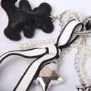 Cute Bag Charms Keychain Heart Handbag Accessories Key chains Decor for Women Girls Purse Ornament (Black)