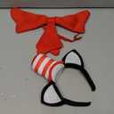 HIPIHOM Cat Ears Headband with Hat Red and White Striped Hat and Bow Tie Set Cat and Hat Costume Headwear Accessories for Women Men Halloween Party Favors
