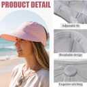 2 x Unittype 2 Pcs Sun Hats for Women UV Protection Ponytail Wide Brim Sun Visors Cap Packable Adjustable Summer Hats for Outdoor