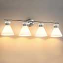 WOSHITU Bathroom Light Fixtures: Brushed Nickel 4 Lights Bathroom Vanity Lights Over Mirror with Milky White Frosted Glass Shade, 36 inch Farmhouse Vanity Lighting Sconce (Exclude E26 Bulb)