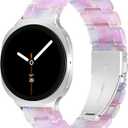 Resin Band for Samsung Galaxy Watch 8 Band 40mm 44mm/Galaxy Watch 8 Classic Band 46mm Women, Lightweight Replacement Bracelet Strap for Samsung Watch 8 Bands-Purple Pink