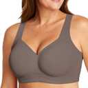 OEAK Womens Wireless Jelly Bra Plus Size Supportive Seamless Bras Full Coverage Push Up Comfortable No Underwire Tshirt Bras, Large
