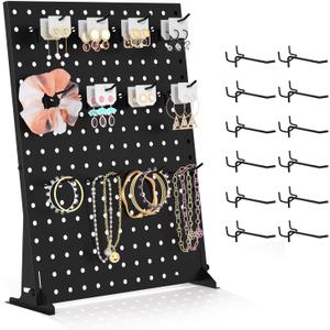 Urban Deco Peg Board Display - Vendors Pegboard Display Stand with Peg Hooks, Stands for Craft Shows & Fairs - Jewelry Retail Display Rack for Accessories - Earring & Pin Stands 1SET Black(16x12inch)