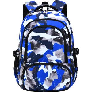 School Backpack Casual Daypack Travel Outdoor Camouflage Backpack Christmas Presents for Boys and Girls (Ax Camo Blue)