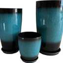 24/21/11 Inch Tall Planter Pots Garden Plastic Planters - Set of 3 for Indoor & Outdoor Use - Decorative Lightweight Flower Pots