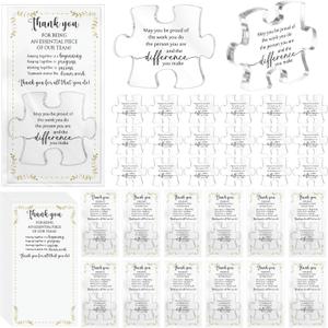 20 Sets Employee Appreciation Gifts Bulk Inspirational Acrylic Puzzle Piece Plaque Desk Decor with Thank You Card OPP Bag Team Appreciation Gifts for Office Staff Coworker (May You)