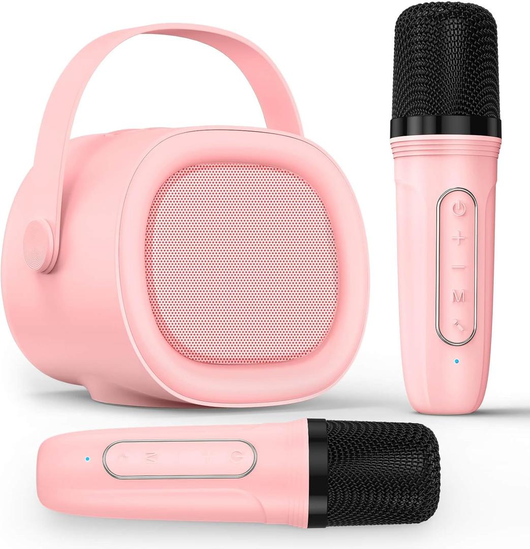 LENRUE Karaoke Machine for Kids, Portable Bluetooth Speaker with 2 Wireless Mic, Kids Birthday Gift, Karaoke Toys for 4, 5, 6, 7, 8, 9, 10, 12 +Year Old Kids Birthday Party, Family Home Party