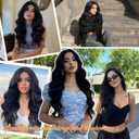 Black Wig for Women Long Wavy Black Wig Middle Part 26 Inch Wigs Heat Resistant Synthetic Wig for Daily Use