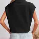 Tankaneo Womens Button Down Shirts Cute Summer Cap Sleeve Crop Tops Blouse (Black, XL)