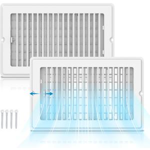 10 x 6 Inch (Duct Opening) Air Vent Cover for Wall or Ceiling, 2 Pack Floor Vent Covers Ventilation Register Floor Vent Covers for Home Floor Floor Register Easy Adjust Air Supply