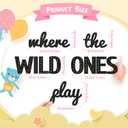 Beeveer Where the Wild Ones Play Nursery Sign Wooden Playroom Wall Decor Playroom Decoration Word Play Room Sign for Wall Plaques 11 Pcs(23 Inch,Black)