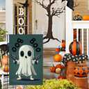 2 x Halloween Ghost Garden Flag Double Sided Outside, Boo Black Yard Outdoor Decorative Flag 12x18 Inch