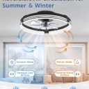 ZMISHIBO Low Profile Ceiling Fans with Lights and Remote, 20 Inch Flush Mount Ceiling Fan with Light, 3000K-6000K Dimmable Fandelier LED Fan Light, 6 Wind Speeds Black Ceiling Fans for Bedroom