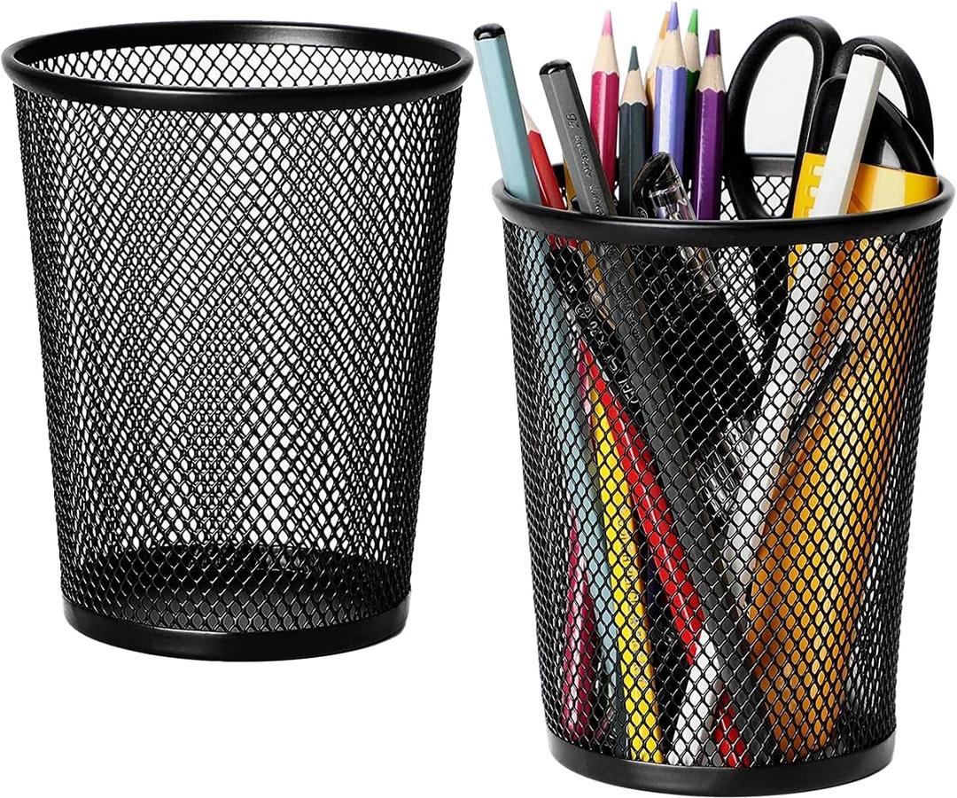 MaxGear Pen Holder for Desk, Premium Mesh Metal Pencil Holder Pen Cup Marker Organizer Makeup Brush Holders, Desk Accessories & Workspace Organizers for Home, School & Office, 5.4, 2 Pack