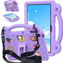 AKABEILA Compatible with Lenovo tab TB-311/WIFI 10.1 (2025) Tablet Case, Kids Friendly Universal Lightweight Shockproof Protective Case with Shoulder Strap & Stand Handle Light Purple