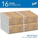 Scott Professional Universal Multifold Paper Towels, Bulk (01840), Absorbency Pockets, White, 9.2"x9.4" Towel, Compressed, Compact (250 Sheets/Pack, 16 Packs/Case, 4,000 Sheet Total)