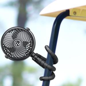Rechargeable Golf Cart Fan Compatible with EZGO Club Car Yamaha Clip on Fan with Flexible Tripod, 360 Rotatable, 20Hrs Work, 3 Speed Battery Operated for Golf Cart Golf Palyer Summer Essential