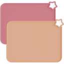 Moonkie Baby Silicone Placemats, Non-Slip Stain Resistant Portable Food Mats for Kids Toddler with 2 Packs (Warm Pink/ Muted)
