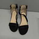 PANDANINJIA Girls Dress Shoes Toddler Kids Heels Sandals Ankle Strap Wedding Party Phoebe Flower Girl Shoes (4 Big Kid, Iv Black Suede)