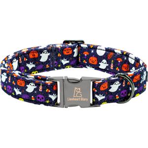 Lionheart Glory Fall Halloween Pumpkin Dog Collar - Heavy Comfortable Adjustable for Large Dogs, Girls, Boys - Cute Pet Gift (Large (Pack of 1)