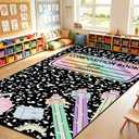 Dunzy Cartoon Area Rug Classroom Teachers Playroom,7.6 X 12 Feet,Notebook