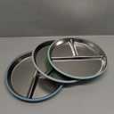 Bella's Friends Stainless Steel Toddler Plates Silicone Suction,3 Packs Non-Slip Baby Plates,Divided Portion,Food-Grade Silicone Plate for Kids,LEAD-FREE Dishwasher Safe, Green Blue Gray