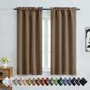 OVZME Brown Blackout Curtains for Bedroom 63 Inch Length 2 Panels, Protect Privacy Thermal Insulated Solid Curtains for Bedroom, Dual Rod Pocket Window Treatment Blackout Drapes, 2x40Wx63L Inches
